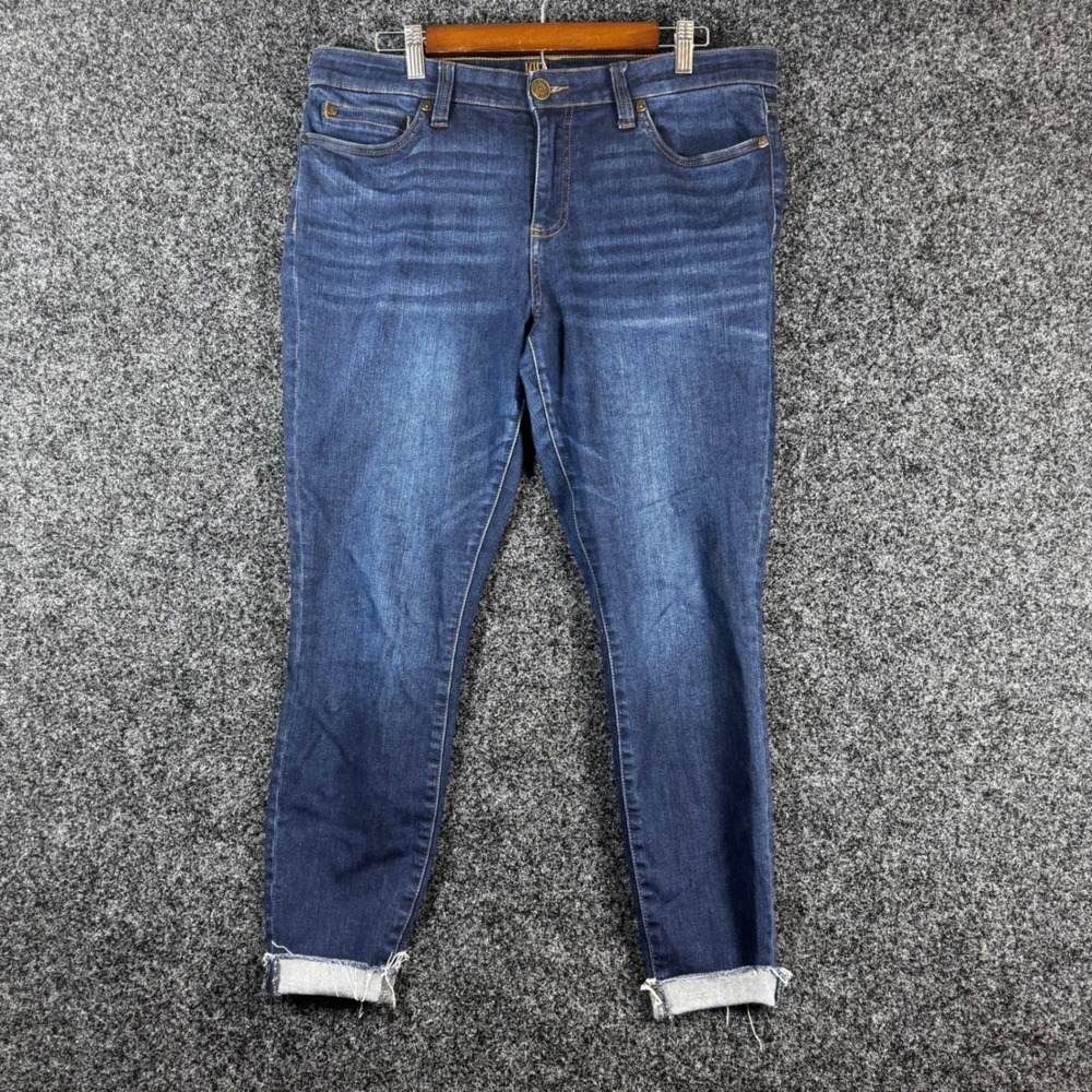 Kut from the Kloth Carlo Ankle Skinny Jeans Dark Wash Raw Hem‎ Size 12 RN 58539